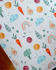 Veggie Crew Crib Sheet - pre order