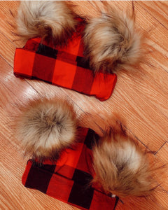 Buffalo Plaid Peach Pom