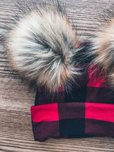 Load image into Gallery viewer, Buffalo Plaid Peach Pom