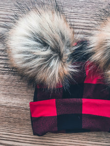 Buffalo Plaid Peach Pom